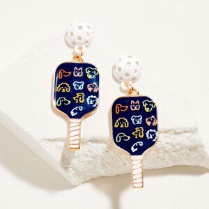Pickleball Dog Pets Theme Drop Earrings